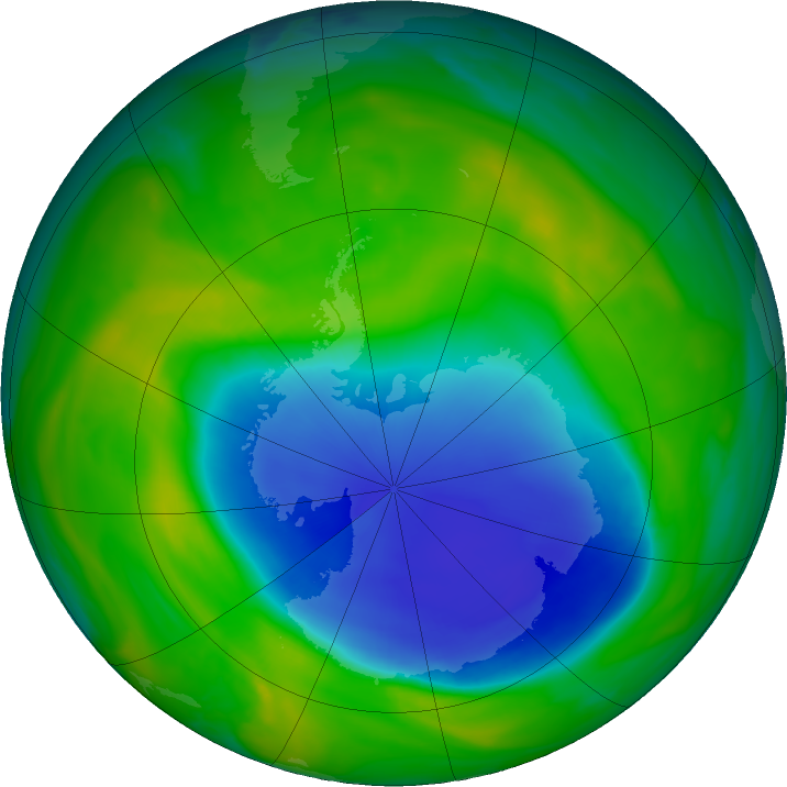 Antarctic ozone map for 18 November 2024